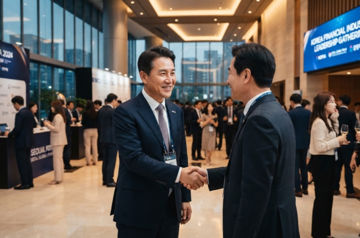 [포토]금융위를 이끄는 이억원 위원장, 행사장에서 참석자들과 환하게 인사 나누는 모습